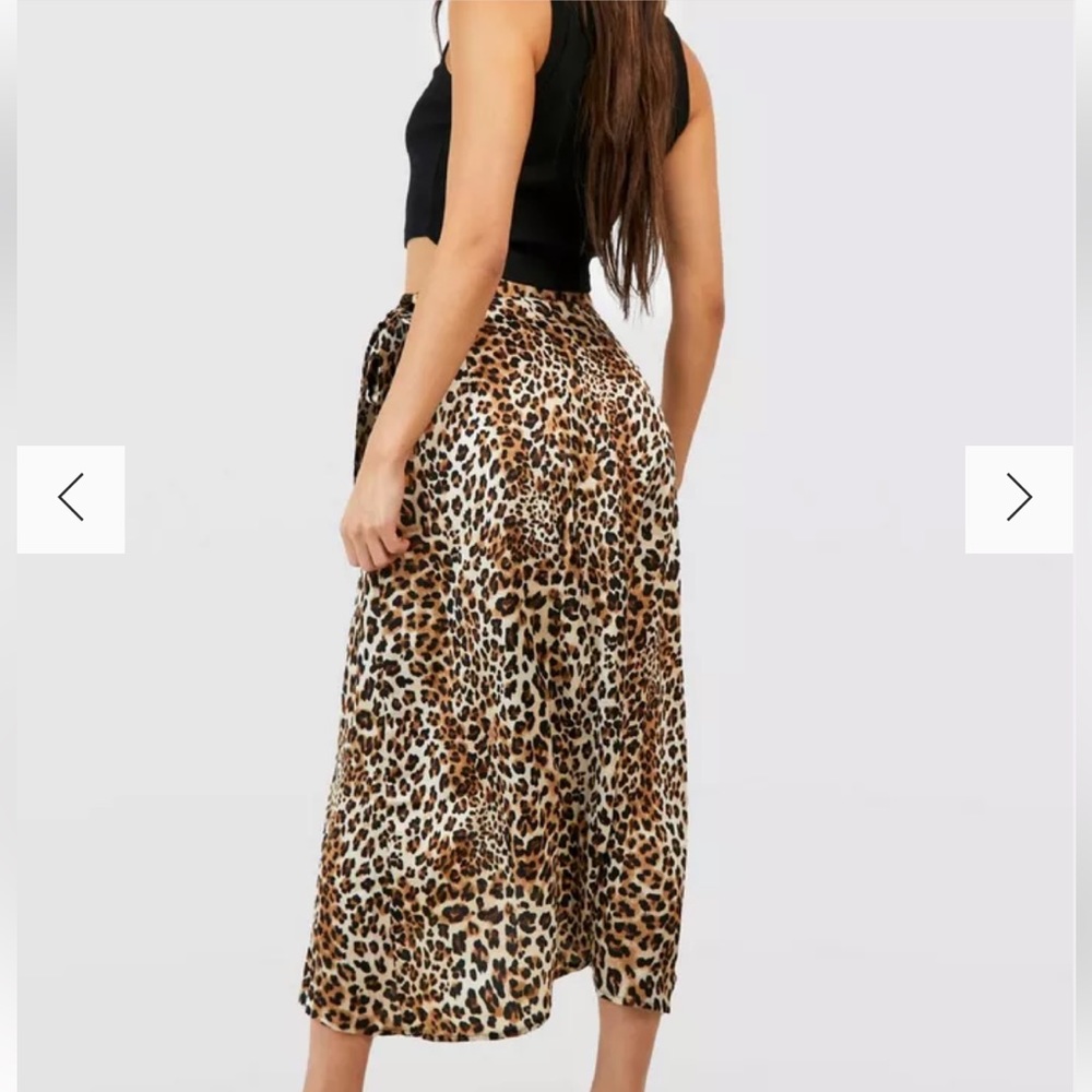 Animal print wrap midi skirt